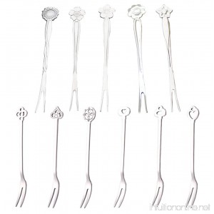 Fruit Forks Cutlery Stainless Steel Food Pick with Stylish Handle Ends Tips for Vegetable Bistro Cocktail Style Escargot Great Oyster Mussel Tasting Mussel Cake Salad (Set A 11pcs) - B07BMYK2ZL